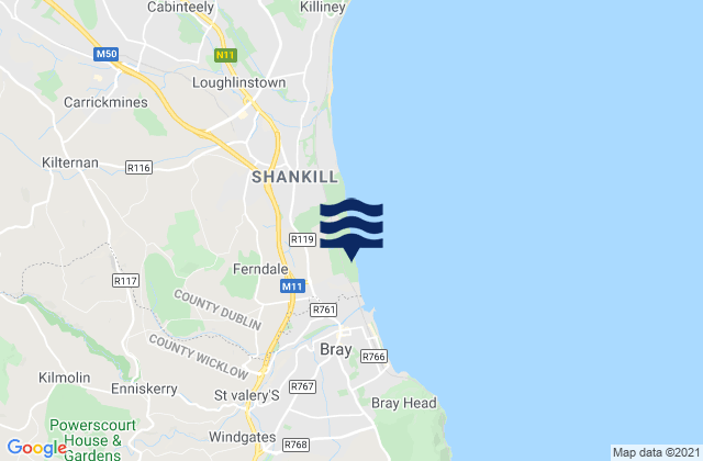 Mapa da tábua de marés em Enniskerry, Ireland
