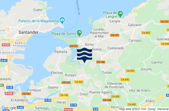 Mapa da tábua de marés em Entrambasaguas, Spain
