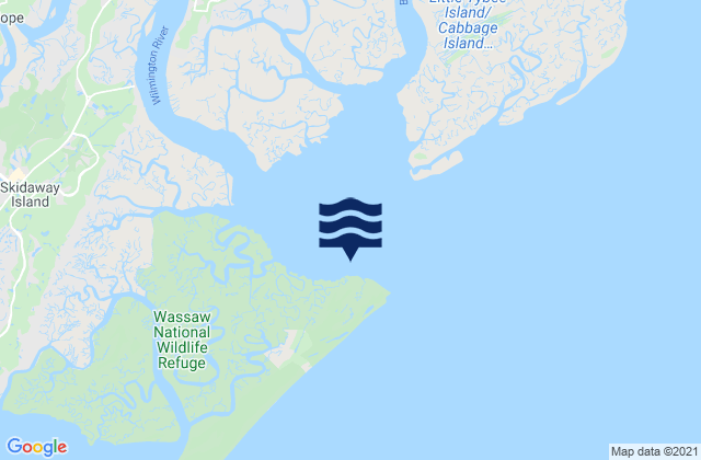 Mapa da tábua de marés em Entrance off Wassaw Island, United States
