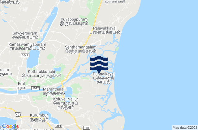 Mapa da tábua de marés em Eral, India