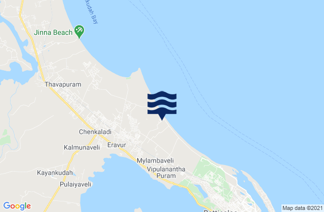 Mapa da tábua de marés em Eravur Town, Sri Lanka