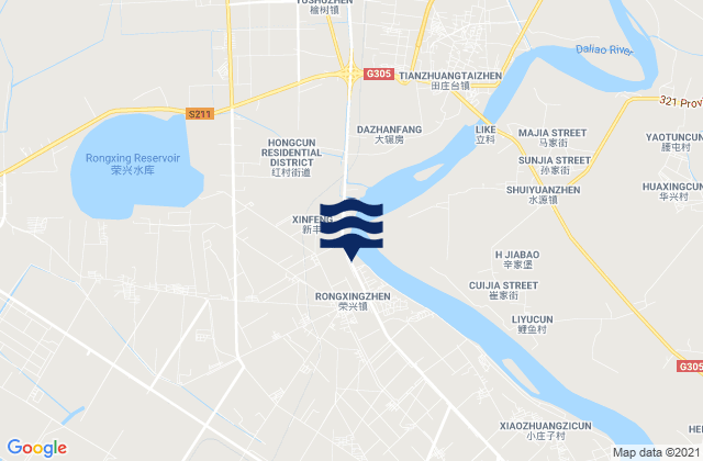 Mapa da tábua de marés em Erjiegou, China