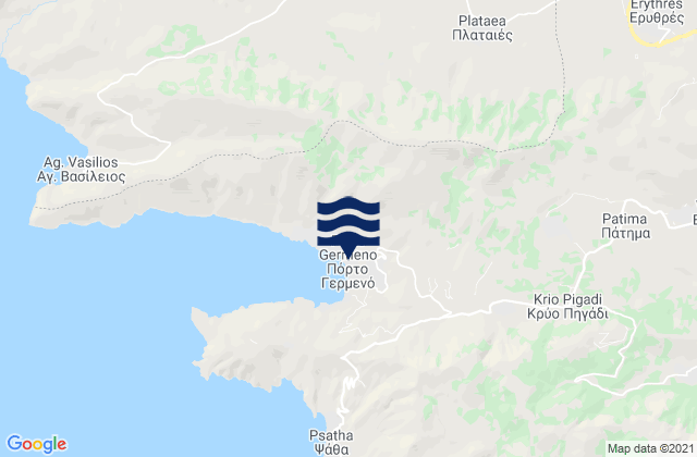 Mapa da tábua de marés em Erythrés, Greece