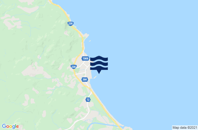 Mapa da tábua de marés em Esashi (Soya), Japan