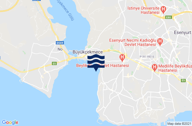 Mapa da tábua de marés em Esenyurt, Turkey