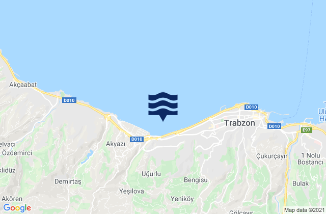 Mapa da tábua de marés em Esiroğlu, Turkey