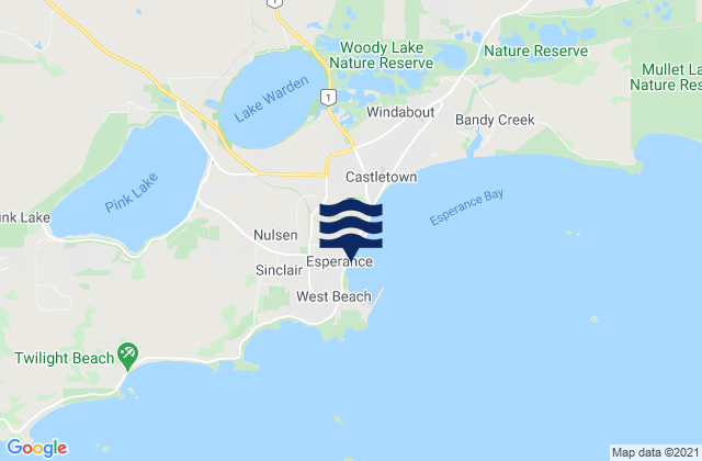 Mapa da tábua de marés em Esperance, Australia