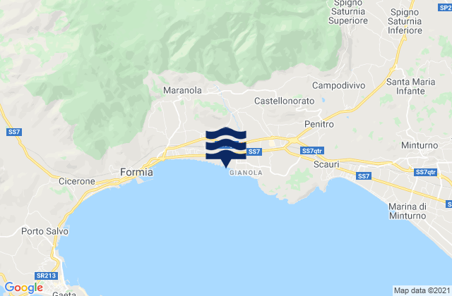 Mapa da tábua de marés em Esperia, Italy