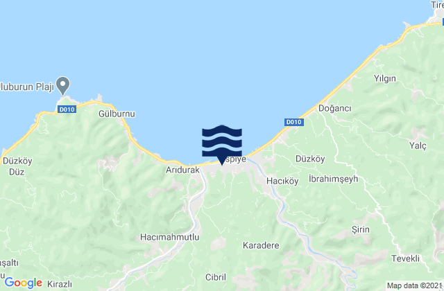 Mapa da tábua de marés em Espiye, Turkey