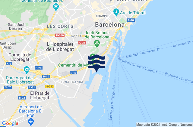 Mapa da tábua de marés em Esplugues de Llobregat, Spain
