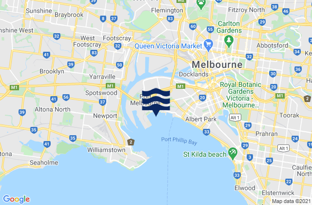 Mapa da tábua de marés em Essendon, Australia