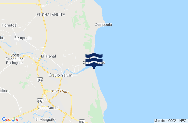 Mapa da tábua de marés em Estado de Veracruz-Llave, Mexico