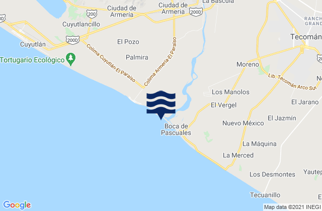 Mapa da tábua de marés em Estero Boca de Pascuales, Mexico