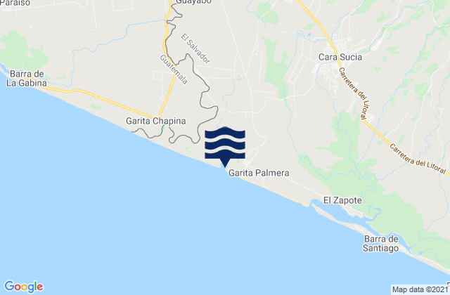 Mapa da tábua de marés em Estero Garita Palmera, El Salvador