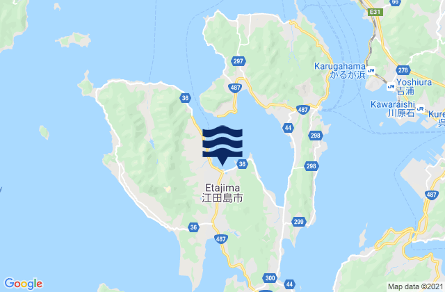 Mapa da tábua de marés em Etajima-shi, Japan