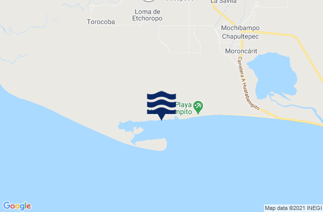 Mapa da tábua de marés em Etchoropo, Mexico
