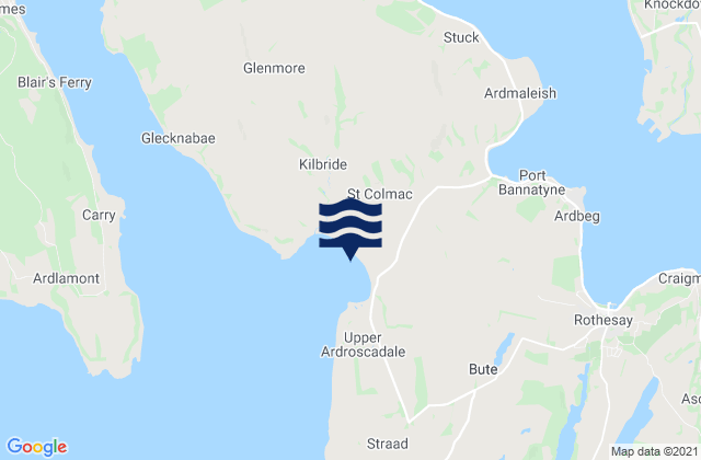 Mapa da tábua de marés em Ettrick Bay, United Kingdom