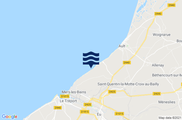 Mapa da tábua de marés em Eu, France