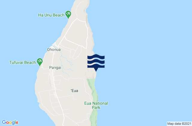 Mapa da tábua de marés em Eua, Tonga
