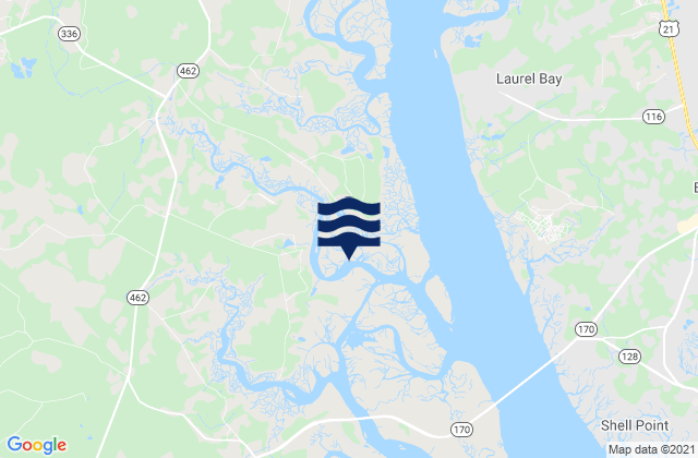 Mapa da tábua de marés em Euhaw Creek 2.5 Mi. Above Entrance, United States