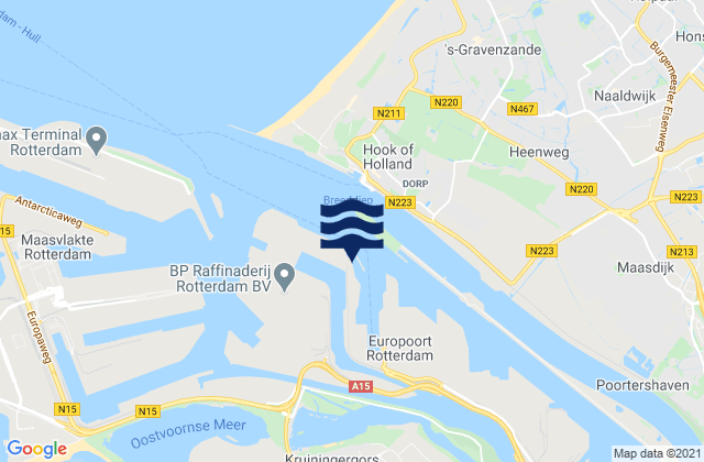 Mapa da tábua de marés em Europoort, Netherlands