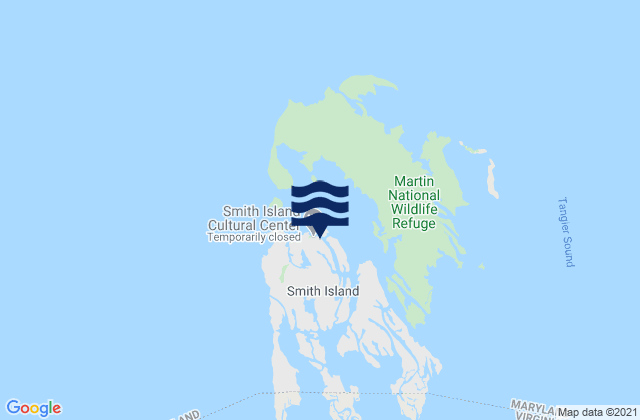 Mapa da tábua de marés em Ewell Smith Island, United States