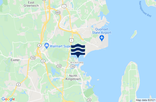Mapa da tábua de marés em Exeter, United States