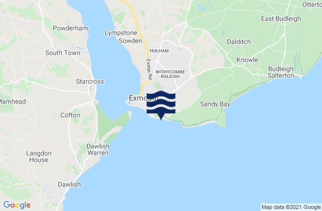 Mapa da tábua de marés em Exmouth, United Kingdom