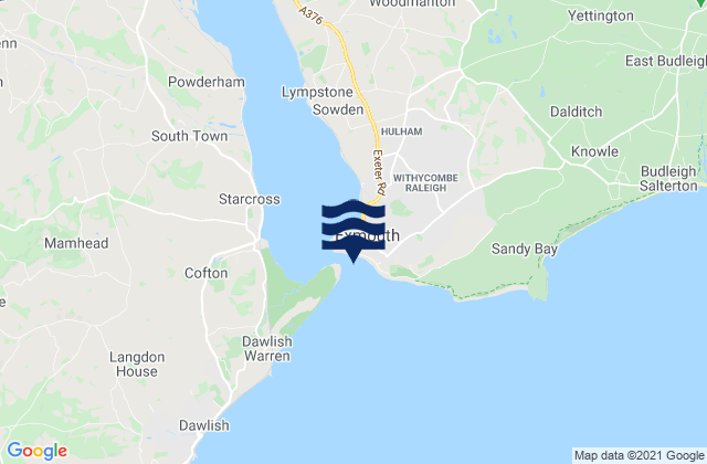 Mapa da tábua de marés em Exmouth Dock, United Kingdom