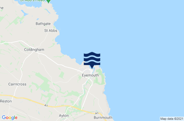 Mapa da tábua de marés em Eyemouth, United Kingdom