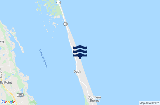 Mapa da tábua de marés em FRF Pier, Duck, United States