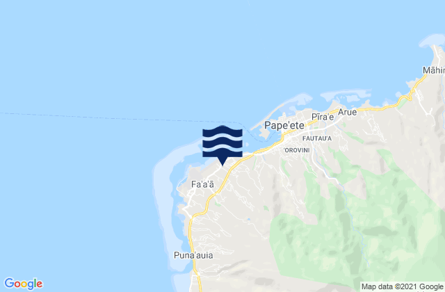 Mapa da tábua de marés em Faaa, French Polynesia