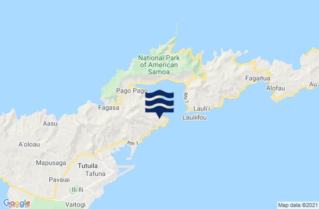 Mapa da tábua de marés em Fagaalu, American Samoa