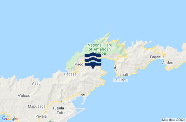 Mapa da tábua de marés em Fagatogo, American Samoa