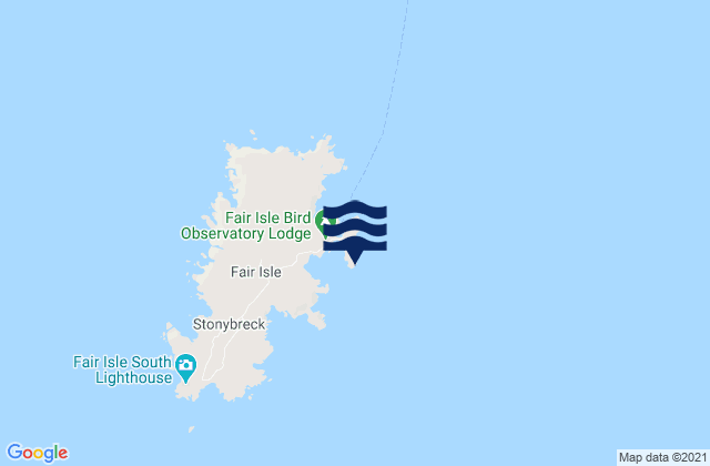 Mapa da tábua de marés em Fair Isle, United Kingdom