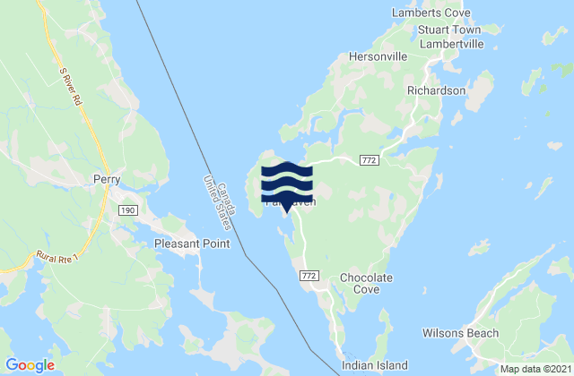 Mapa da tábua de marés em Fairehaven, Canada