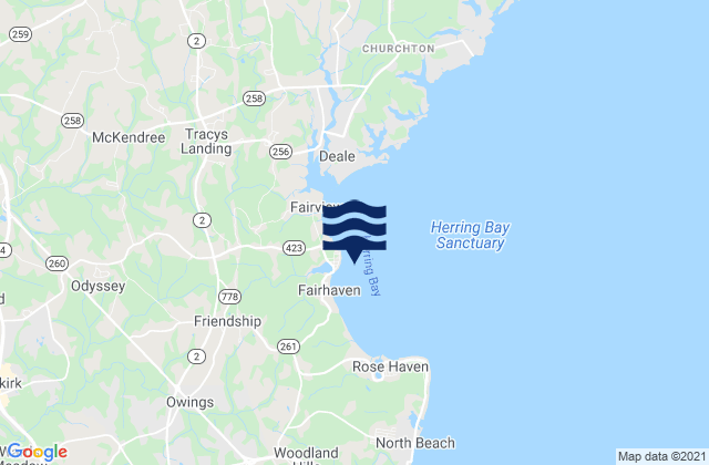 Mapa da tábua de marés em Fairhaven, United States