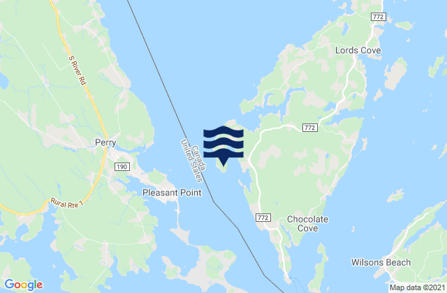 Mapa da tábua de marés em Fairhaven, Canada