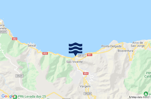 Mapa da tábua de marés em Faja da Areia, Portugal