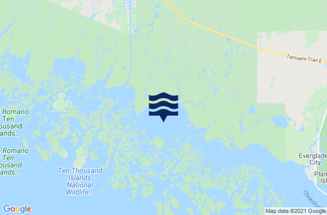 Mapa da tábua de marés em Fakahatchee Bay, United States