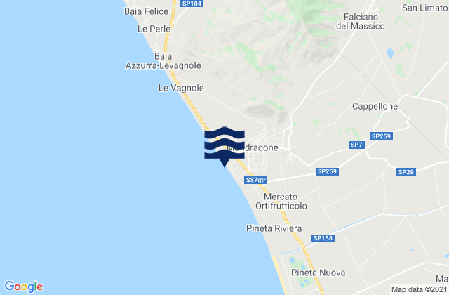 Mapa da tábua de marés em Falciano del Massico, Italy