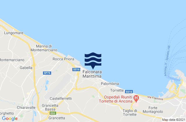 Mapa da tábua de marés em Falconara Marittima, Italy