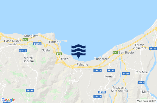 Mapa da tábua de marés em Falcone, Italy