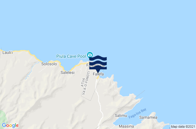 Mapa da tábua de marés em Falefa, Samoa