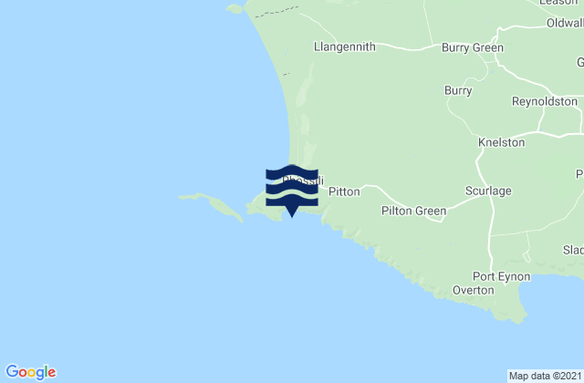 Mapa da tábua de marés em Fall Bay Beach, United Kingdom