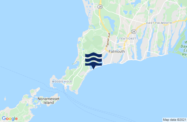 Mapa da tábua de marés em Falmouth Heights Beach, United States