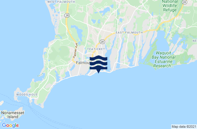 Mapa da tábua de marés em Falmouth Heights, United States