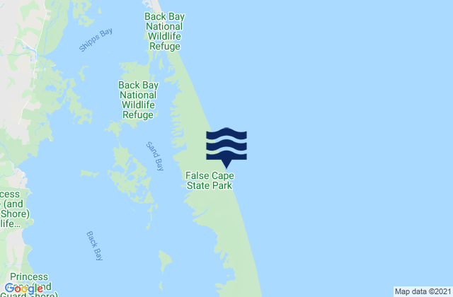 Mapa da tábua de marés em False Cape, United States