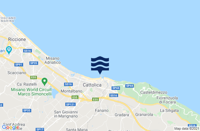 Mapa da tábua de marés em Fanano, Italy