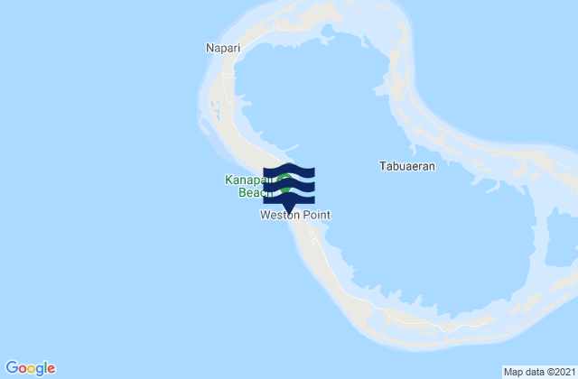 Mapa da tábua de marés em Fanning Island, Kiribati